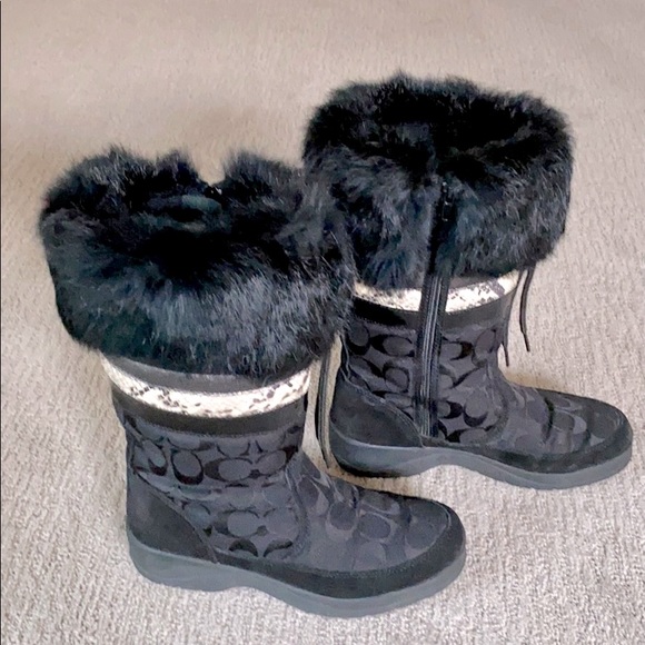 Coach Signature Lorna Fur Trimmed Winter Boots